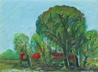 Paysage à la maison rouge