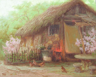 Maison de paille et poules, YU, Xiaoyang
